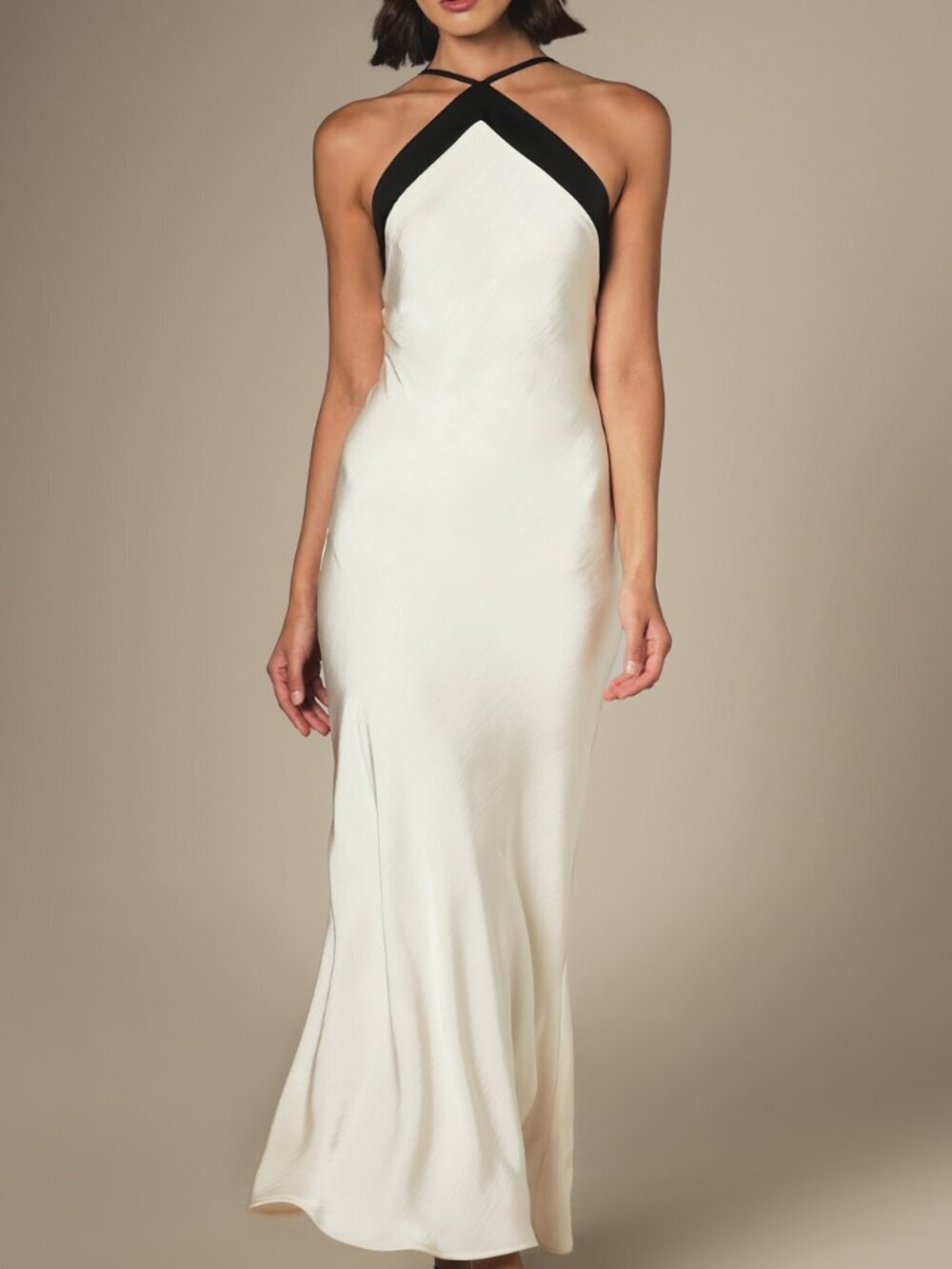 Multicolor Elegant Women's Halterneck Cross Strap Maxi Dress